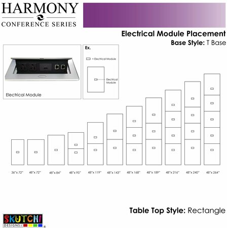 Skutchi Designs 7 Foot Rectangular Conference Table With Power And Data, 8 Person Table, White HAR-REC-48x84-T-ELEC-XD09
